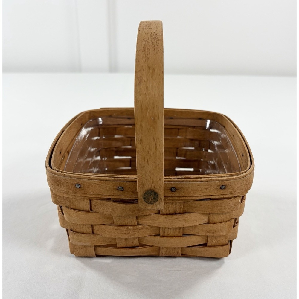 Vintage Longaberger 1990 Medium Berry Basket‎ 7.25" Square w/ Plastic Protector